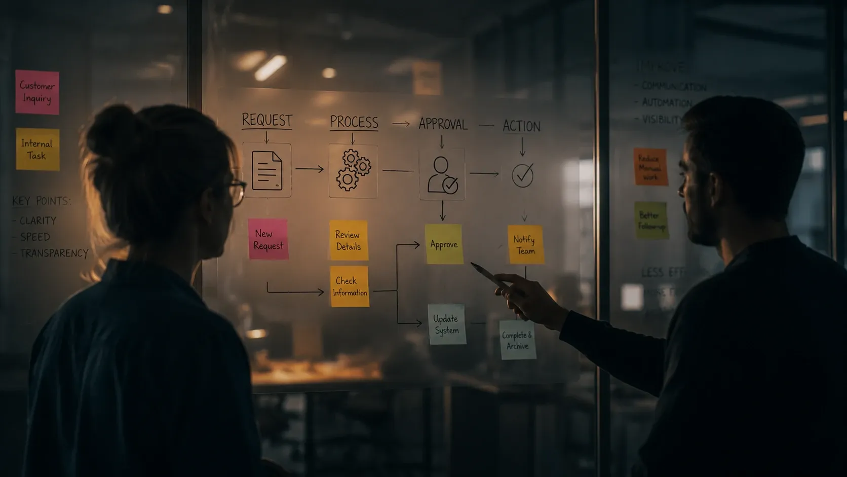 A connected workflow interface representing structured automation.