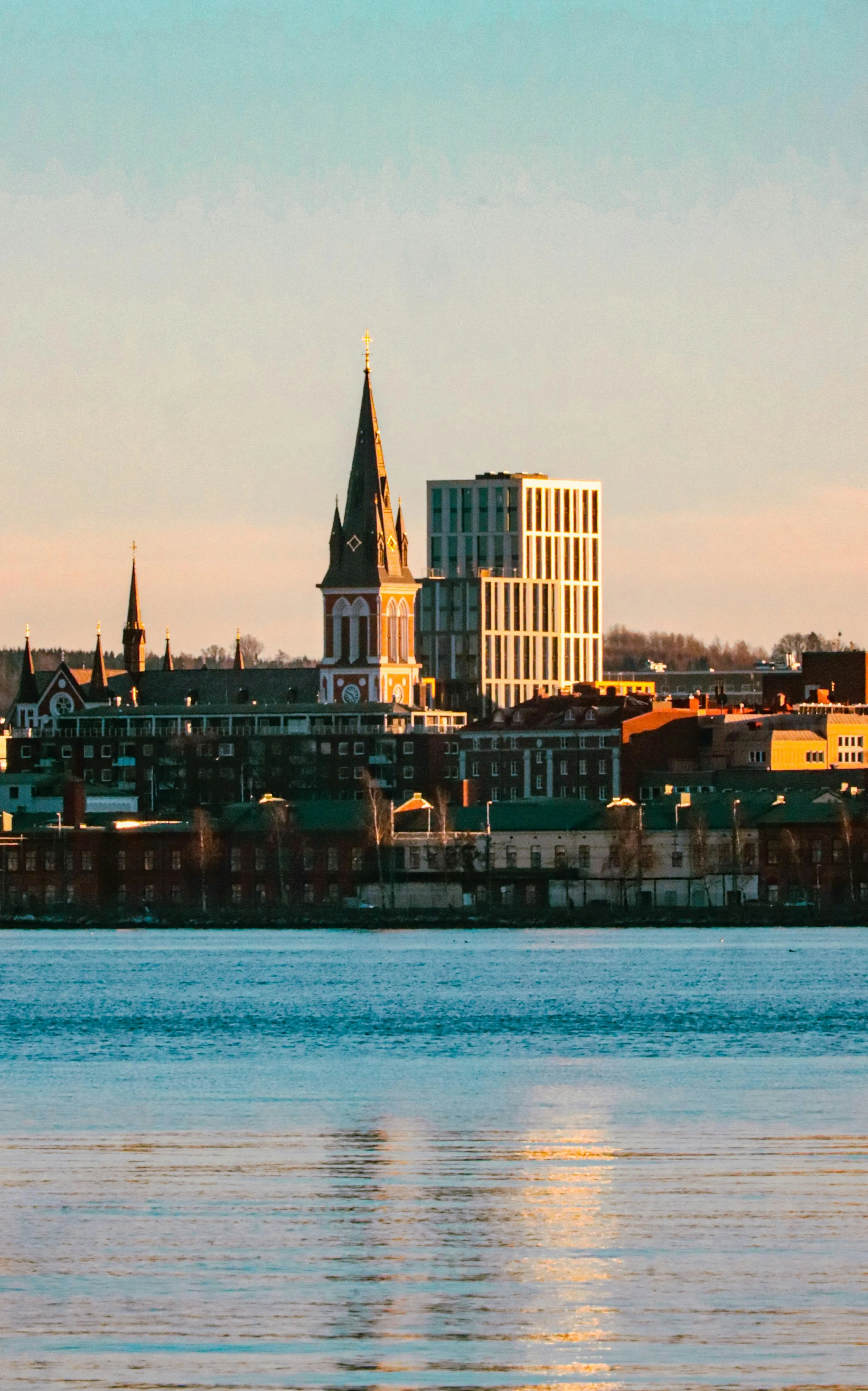 Sofia Church seen from the water in Jönköping, Sweden.